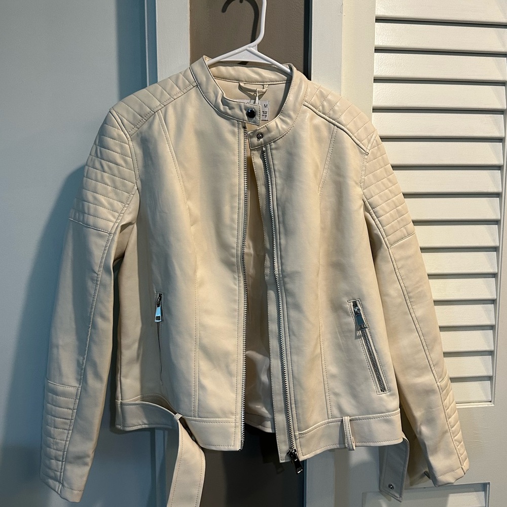 Cream leather jacket